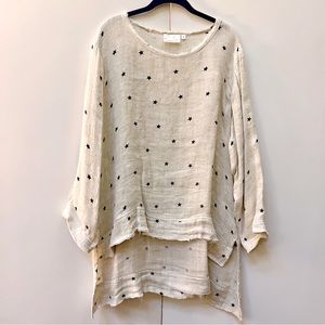 Paper Lace Linen Top with Stars
